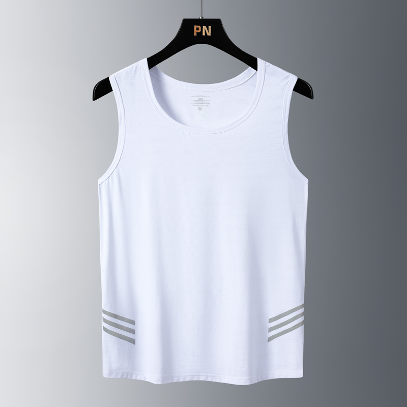 Camiseta Sin Mangas de Seda de Hielo para Hombre de Nailon Tejido Jacquard para Ocio y Deportes image 7