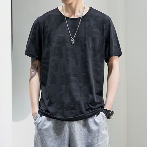 Men's Summer Sports Dry Fit T-Shirt Short Sleeve Crew Neck Mesh Loose Chilling Silk Ultra Thin Casual Outdoor Top