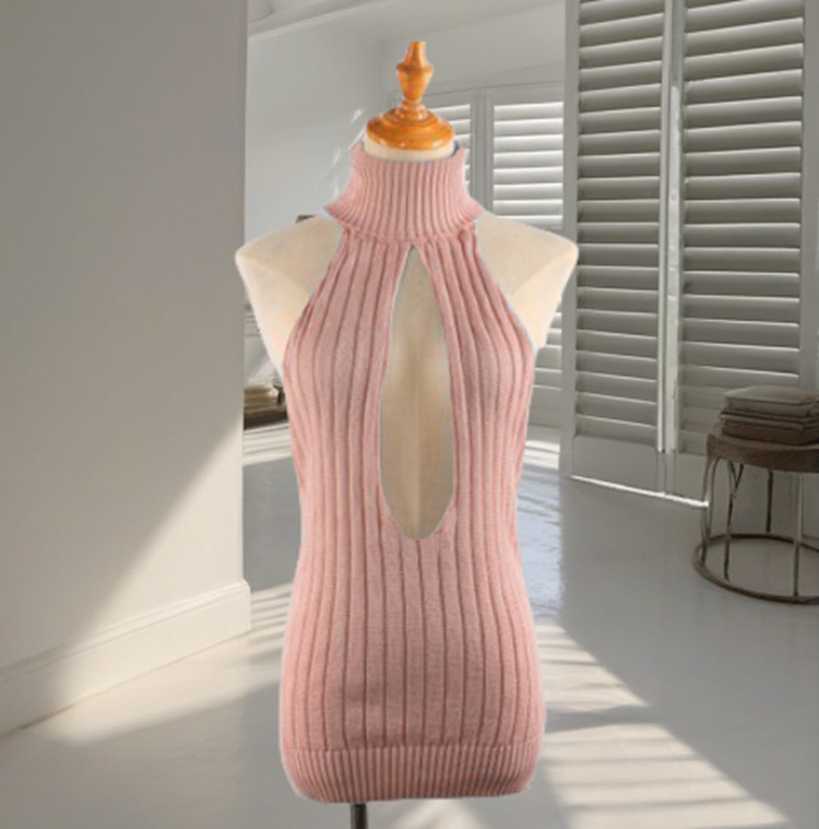 Backless sexy suéter femenino Virgin Killer espalda abierta trabajo boca sin mangas con cordones de hombro sexy pasión suéter fino femenino