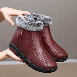 老北京布鞋冬季休闲女棉鞋保暖加绒加厚中老年妈妈棉靴防滑女短靴