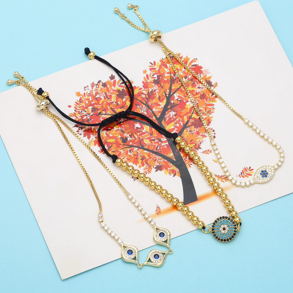 Fashion Eye Copper Bracelets Gold Plated Zircon Copper Bracelets