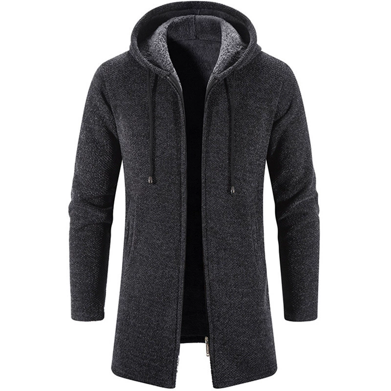 Демисезонная мужская длинная толстовка-худи, свитер, куртка, кардиган, средняя длина, оверсайз