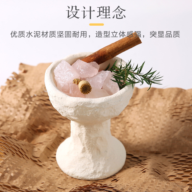 跨境水泥无火香薰蜡烛空杯容器侘寂风香插香座原创北欧复古托香盘|undefined