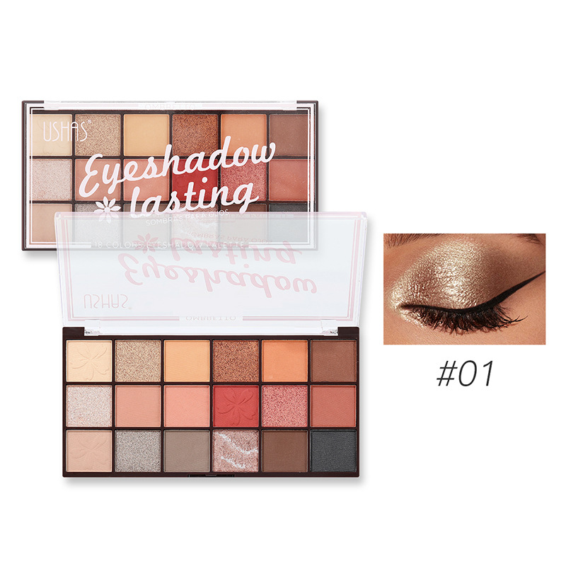 USHAS transfronterizo shimmer paleta de sombras de ojos brillante delineador de ojos bandeja de sombras de ojos de gran color perla brillante UF001