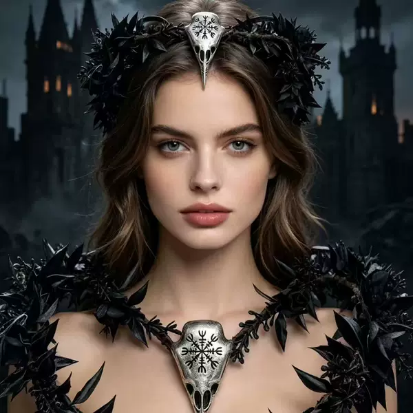 Deer Antler Forest-Style Floral Crown Headband Halloween Gothic Headpiece Vintage Elf Costume Accessory Forehead Flower Wreath