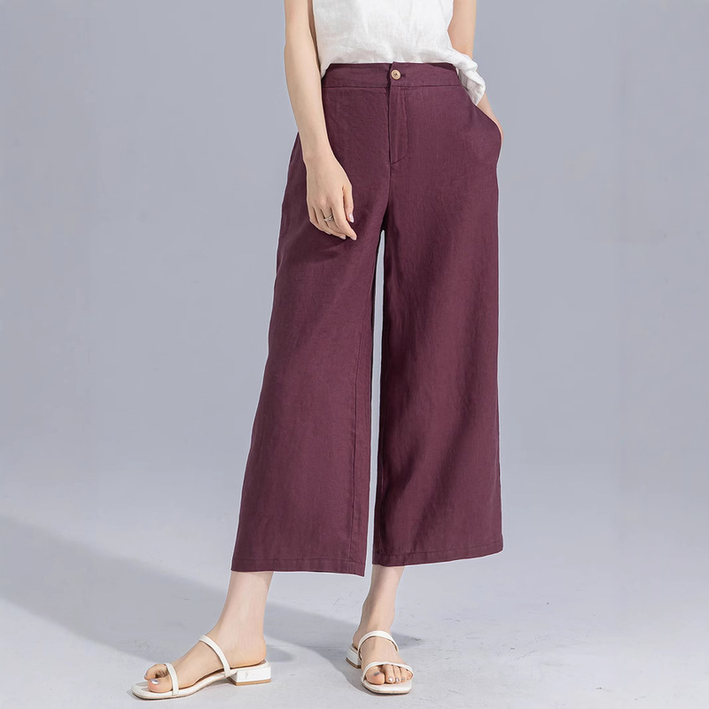Xinge 2025 Summer New Arrival Straight Leg Pants Capri Loose-fit Linen Tencel Wide Leg Pants Casual Pants Women's Pants
