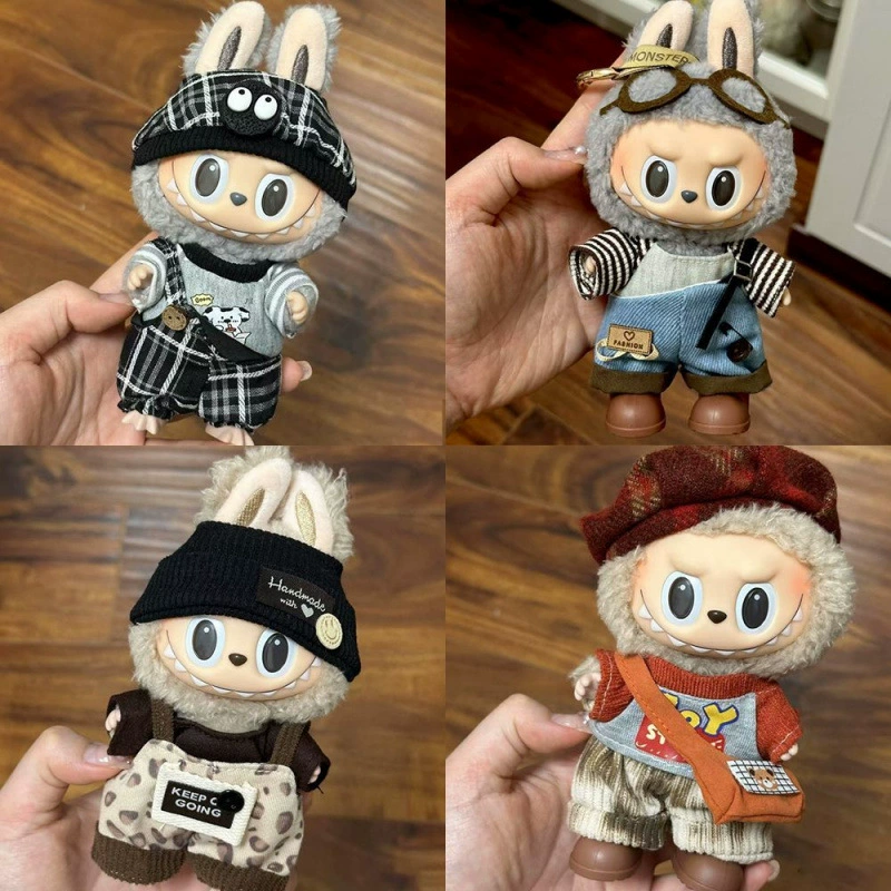 Одежда для плюшевых кукол Labubu, наряд для одевания, подвеска Labubu 17 см, одежда своими руками, согревающая сердце одежда макарон.