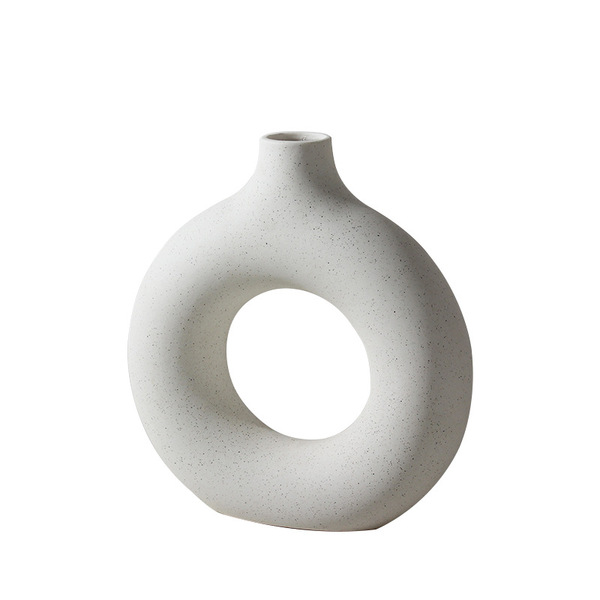 Cross-border Temu Donut White Spot Ceramic Vase Flower Arrangement…