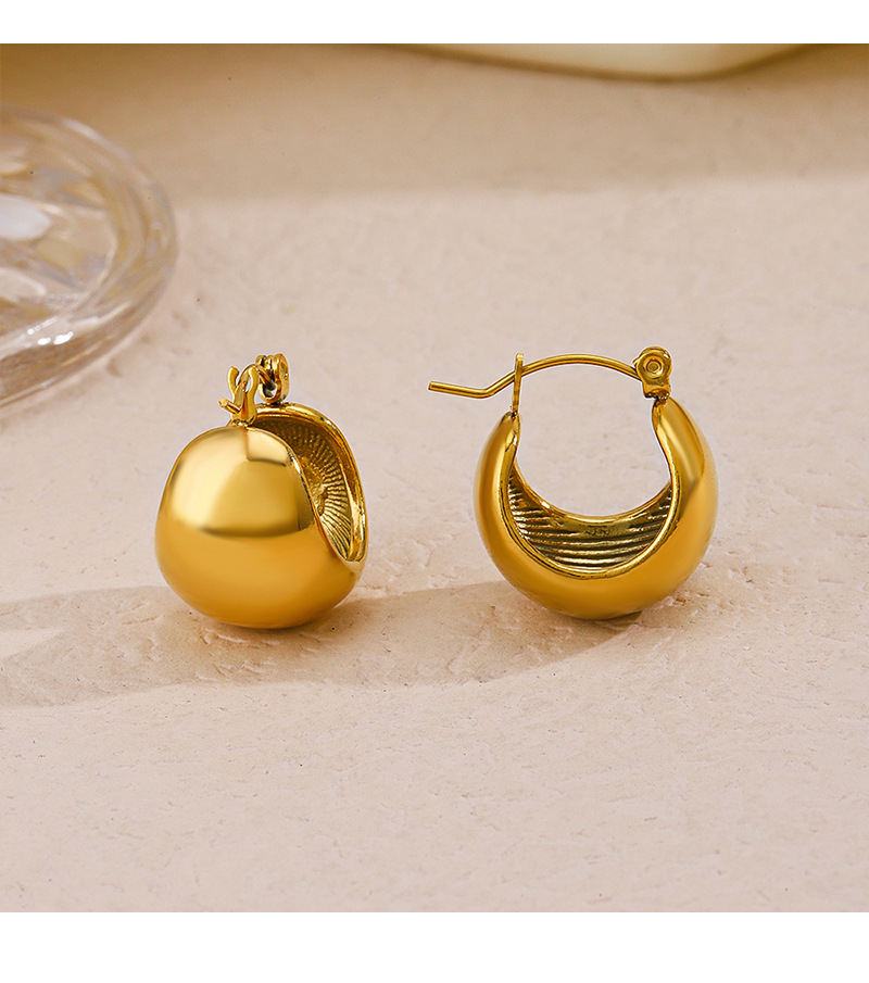 Daily, Shopping Occasion 304 Stainless Steel Material Geometric Pattern PVD Coated 18K Gold Plated Geometric 304 Stainless Steel Retro Waterproof Non Tarnish Earrings