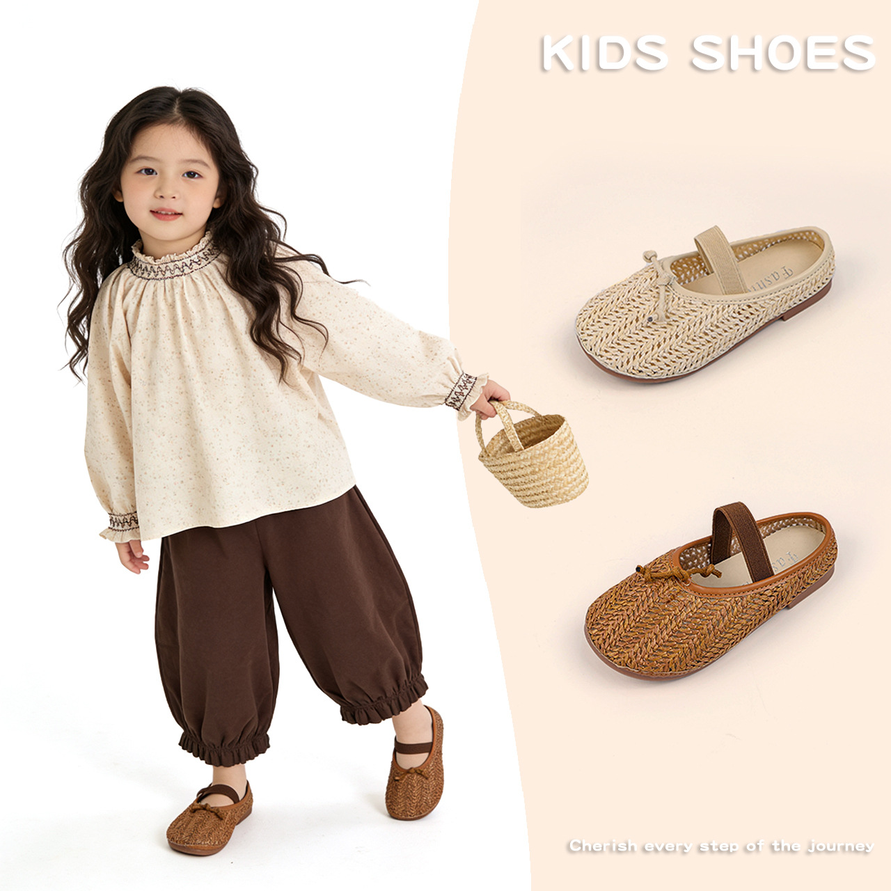 Clearance Sale: Girls' Woven Hollow Sandals with Bowknot, Fashionable Half-Slipper Style for Spring and Summer, Korean Style Closed-Toe Slippers for Little Girls