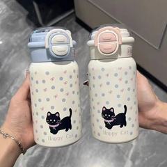 2025新型プラスチックカップ女子かわいい黒猫高颜値学生が外出している