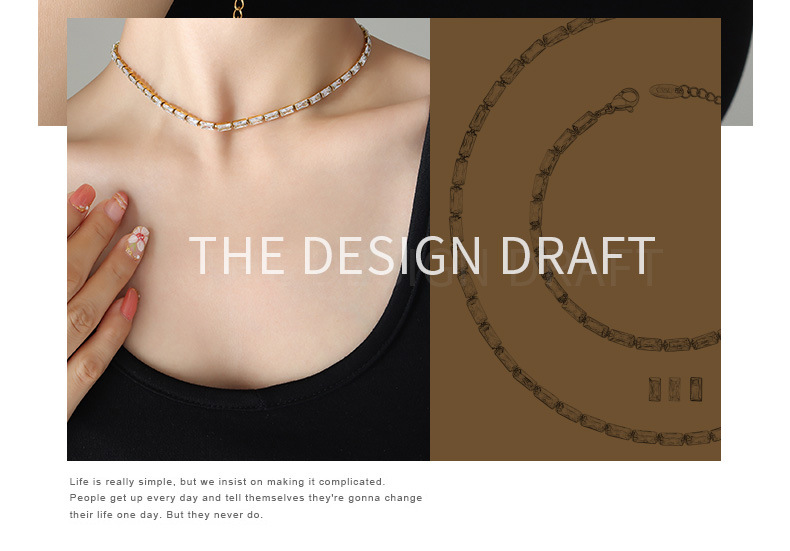 Fashion Geometric Titanium Steel Inlay Bracelets Necklace