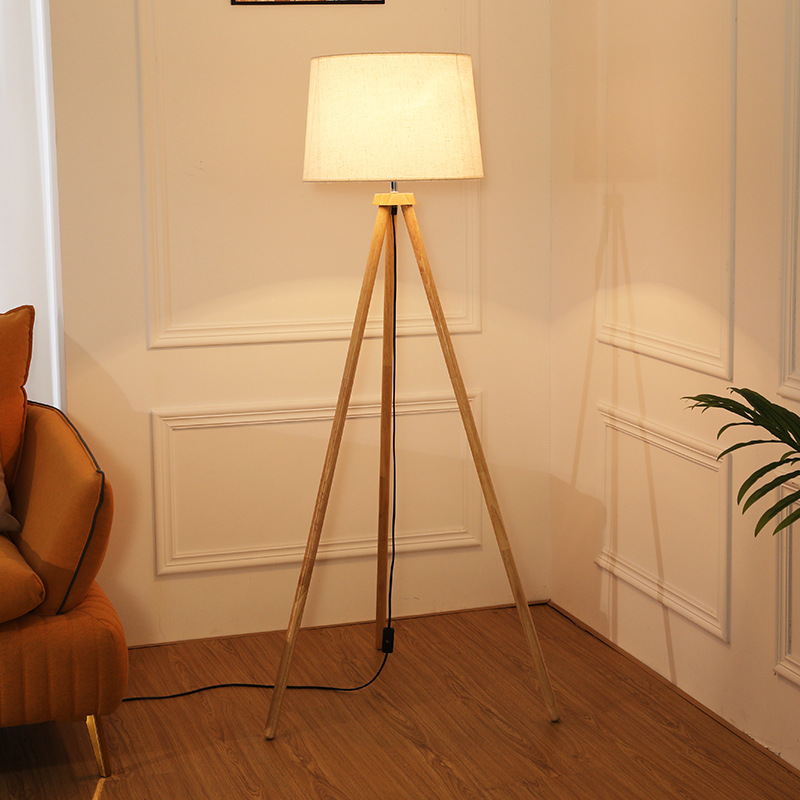 Floor Lamp Bedroom Living Room Office Simple Modern Nordic Japanese Solid Wood Vertical Triangle Creative Personalized Decoration