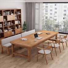 北欧实木客厅书桌带抽屉学习桌家用办公桌原木大长桌多收纳工作台