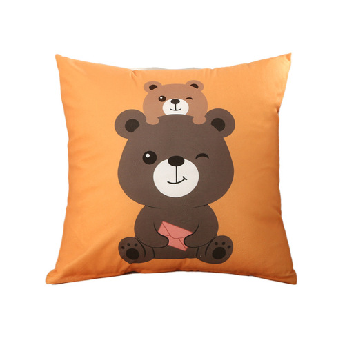 ins cartoon double-sided printed pillow case car cushion backrest short plush peach skin sofa bedside cushion cover