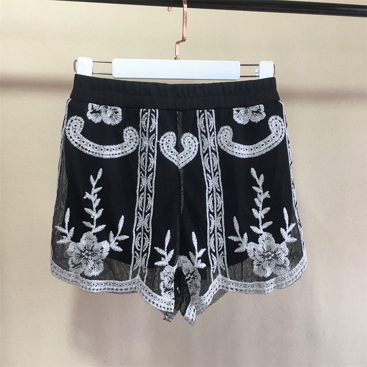 Вязаные кружевные шорты, безопасные защитные underware, леггинсы, модные брюки, с вышивкой, свободный крой