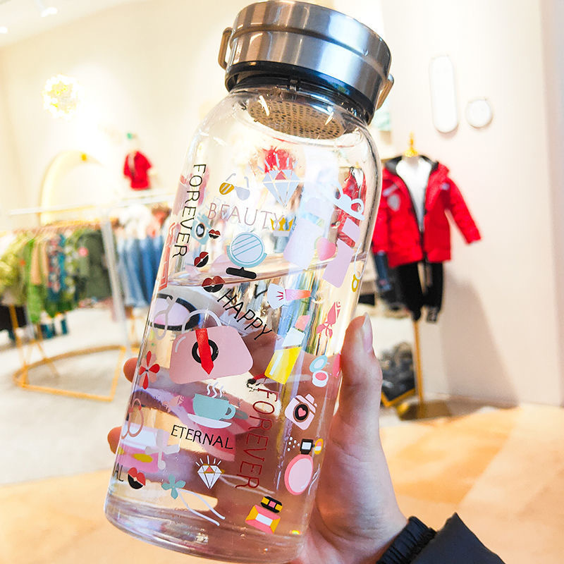 낙서 유리 핑크 700ml