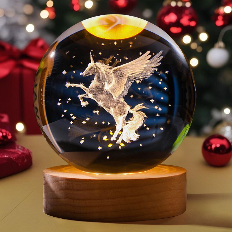 Astronauta luminosa bola de cristal lámpara de noche 3D escultura decoración de mesa para reuniones de estudiantes regalos personalizados
