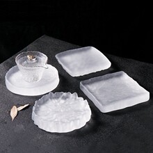 磨砂玻璃壶承壶垫冰干泡台功夫茶具养壶盘小号茶盘茶台茶具配件器