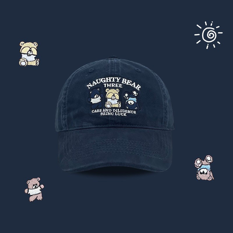 2024 nuevo lindo oso marrón bordado gorra de lengua mujer primavera y otoño universitaria pareja sombrero de béisbol moda masculina