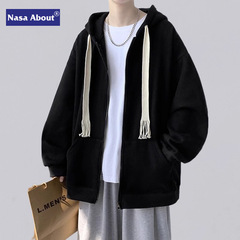 NASA編みひもカーディガン男春秋製品oversize帽子秋装上着カップルコート男