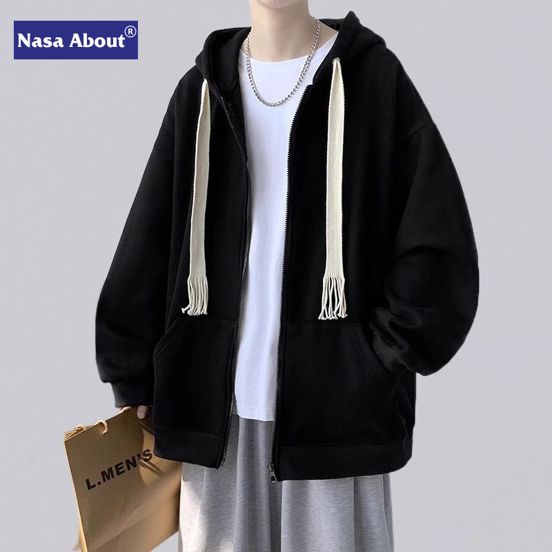 NASA Woven Rope Cardigan Sweater Men's Spring and Autumn Products oversize Hooded Autumn Jacket Couple's Jacket Men