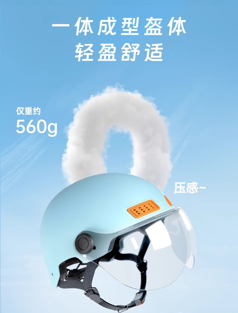 Blue Polestar 3C Certified National Standard Electric Vehicle Helmet for Men and Women, Does Not Flatten Hair, Summer Electric Motorcycle Helmet for All Seasons