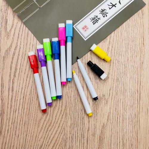 Manufacturer wholesale black color colored whiteboard markers with creative brush water-based environmentally friendly small size erasable pens with advertising LOGO engraving