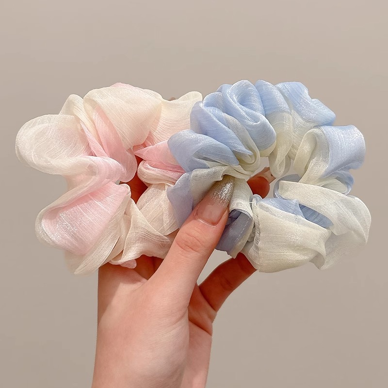 Flujo de luz de malla gradiente anillo de cabello de intestino grande temperamento suave mujer de alto valor facial atado de cabello banda de goma de cabello accesorios de cabello de cuerda de cabeza