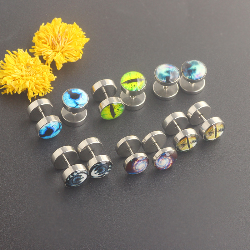 316L Surgical Steel Dumbbell Earrings Black Street Trendy Korean Fashion Barbell Earrings detail image 7