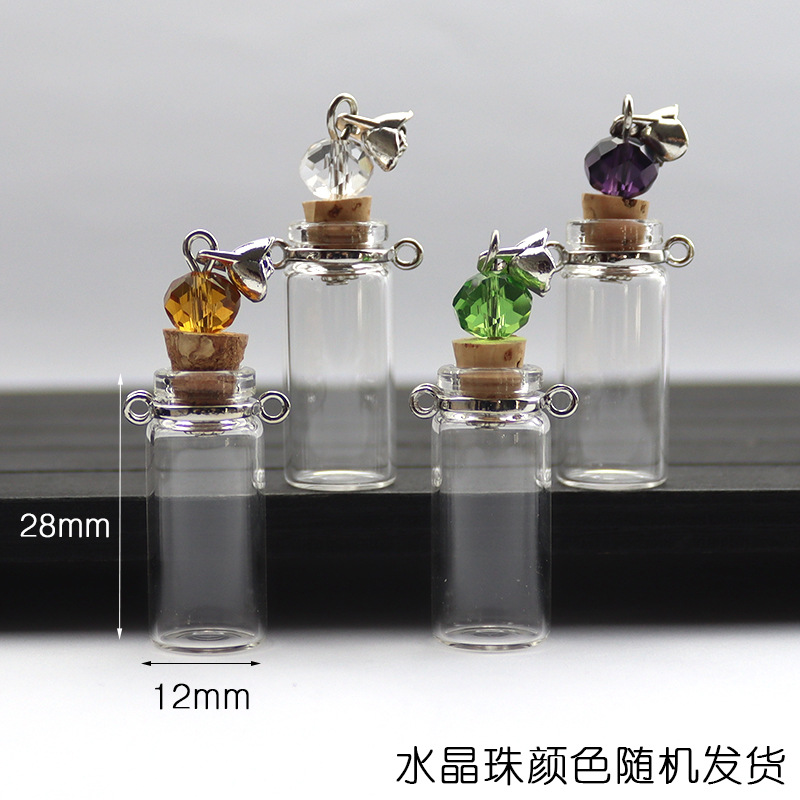 Transfronterizos para mini tapón desear botella colgante botella de vidrio colgante de doble colgante perfumes botella de piedra triturada