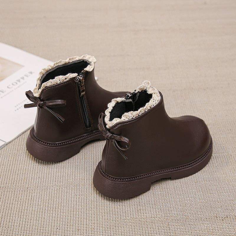 Girls' Boots, Leather Boots, Girls' Cotton Shoes, Kidsren's Princess Shoes, Kidsren's Boots, New 2025 Soft-Soled Autumn and Winter Cotton Shoes