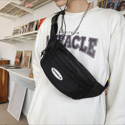 Mobile phone waist bag, trendy brand, men's chest bag, Japanese style, simple, lightweight, small shoulder bag, women's casual sports crossbody bag, men's