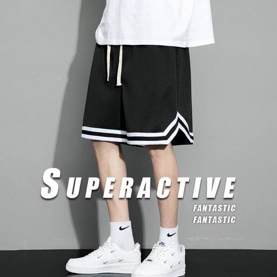 American Style Mesh Breathable Sports Basketball Shorts Men's Trendy Brand Outer Wear Summer Ice Silk Training Pants plus size