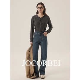 JOCORBEI【口碑神裤必入款】802万能百搭高腰直筒三压线牛仔裤王