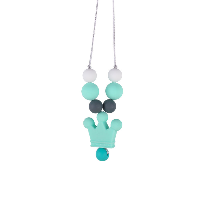Amazon nuevo silicona corona molar collar bebé suministros teether palo masticable colgante collar