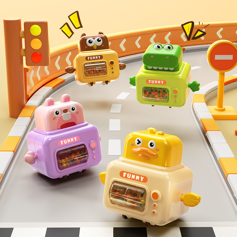 New Product Press Cute Pet Scooter Sand Hammer Sound Cute Cartoon Pull-Back Car Children's Toy Small Gift Learn to Raise Head
