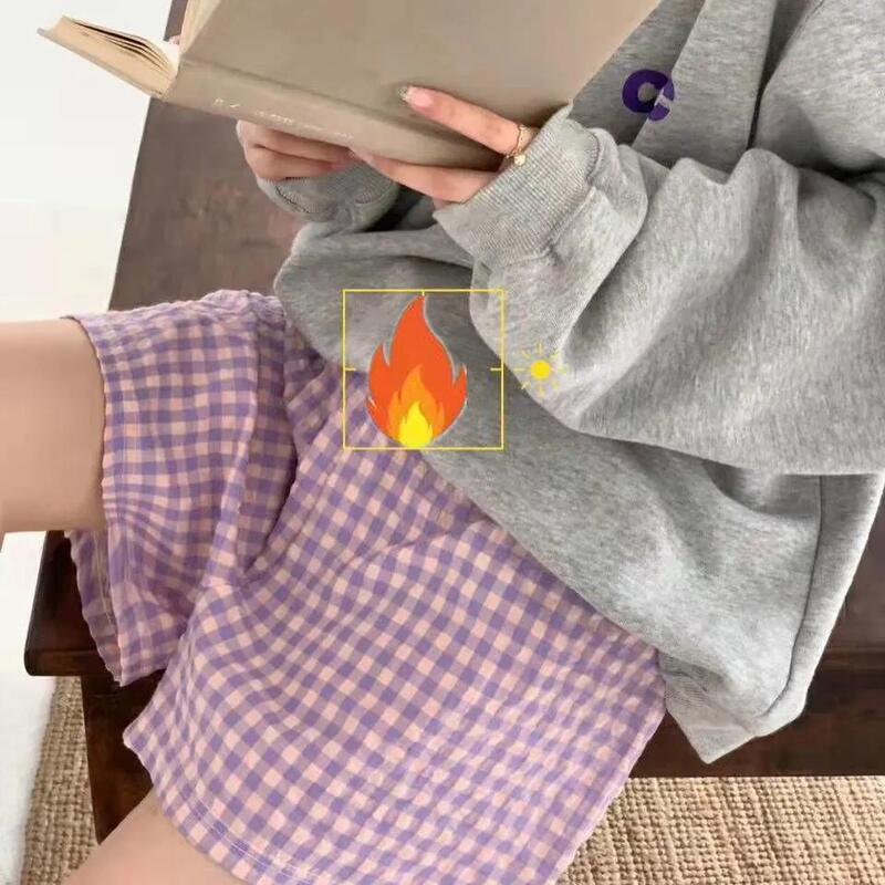 Embrace Summer Candy Color Plaid Shorts Instagram Style High Waist Slim Look Wide Leg Loose Casual Plaid Home Pants for Women