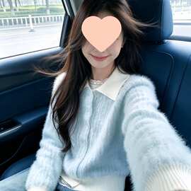 蓝色韩系穿搭小香风针织上衣外套女2026秋装新款软糯减龄开衫毛衣