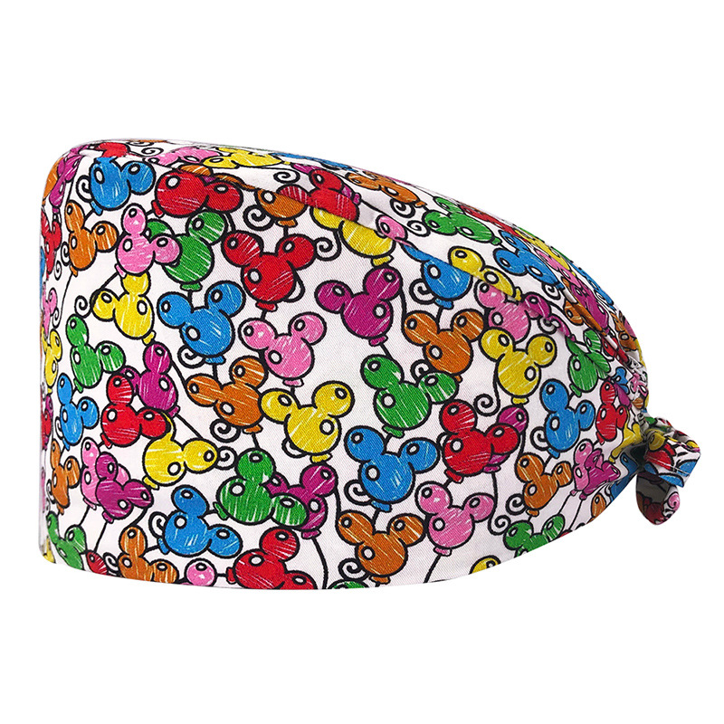 Venta caliente de Europa y América Mickey casquillo de la enfermera médico tapa de impresión de algodón puro sombrero de trabajo de exportación de comercio exterior en la acción al por mayor