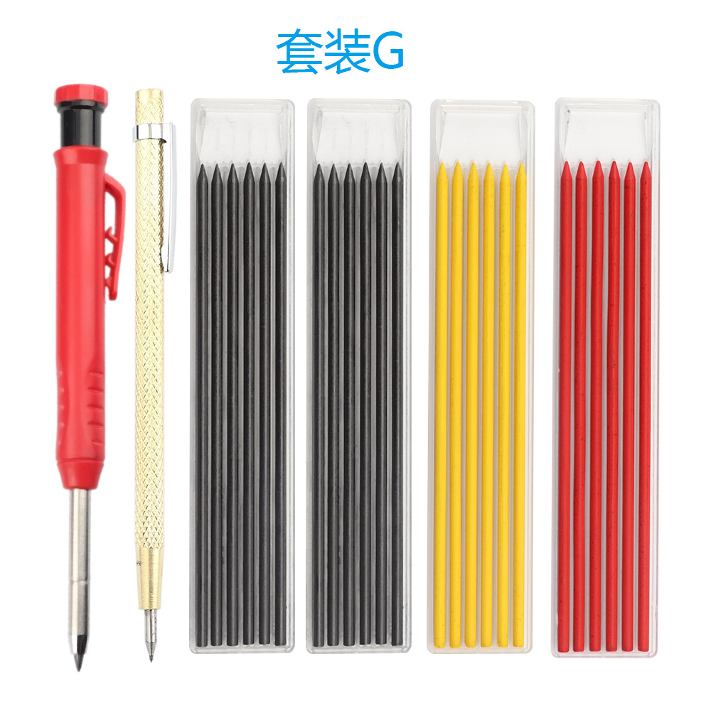 Lápiz agujero profundo carpintería pluma móvil carpintería pintura ingeniería pluma ajustable marcado grafito recarga con pelador