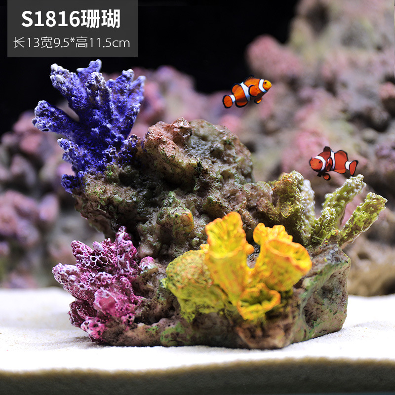 Pecera Simulación Paquete de paisajismo de arrecife de coral falso Acuario Concha Aqua Paisaje acuático Decoración de plantas acuáticas Combinación de casa de evitación