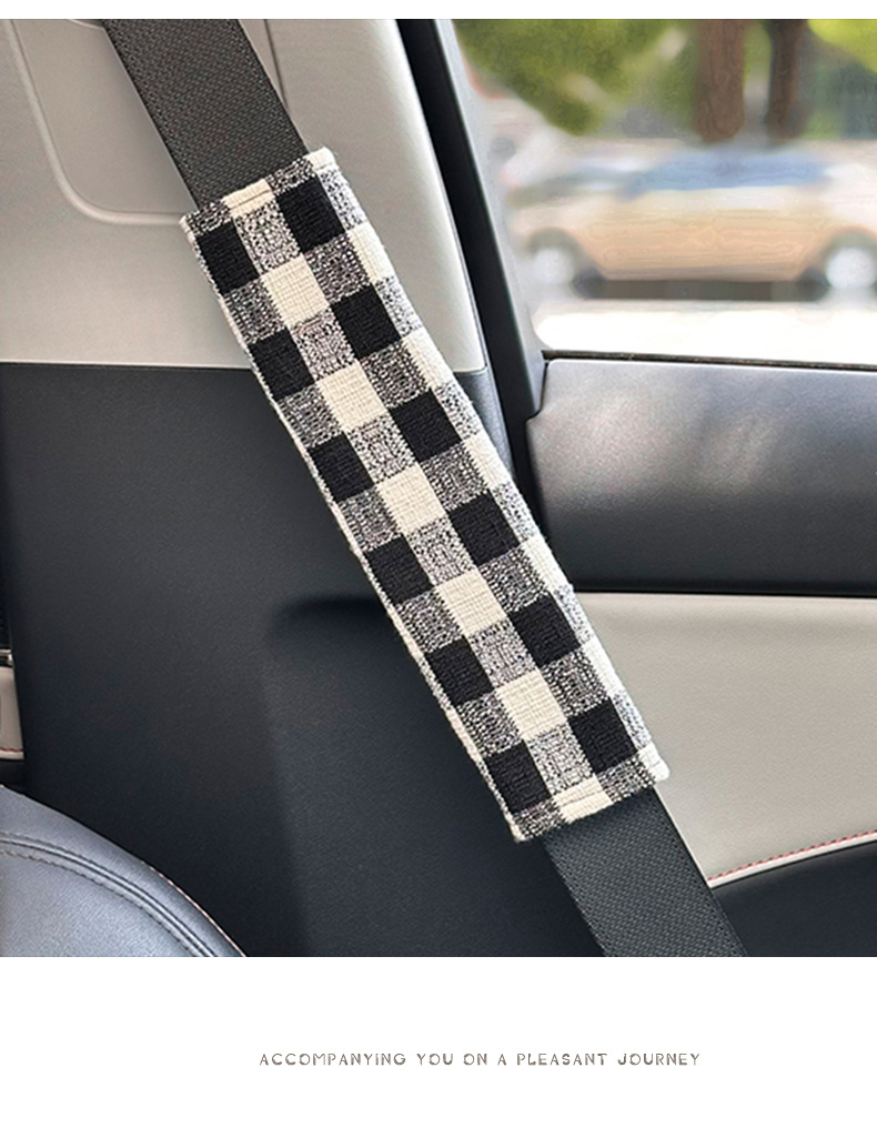 Casual Plaid Car Seat Belt Shoulder Cover Car Shoulder Cover High-End Fabric Anti-Wear Car Decoration Supplies