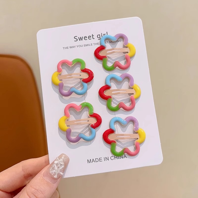 Bonitos niños color caramelo flores clip para el cabello BB clips niñas pecado roto clip para el cabello lateral pequeño clip universal