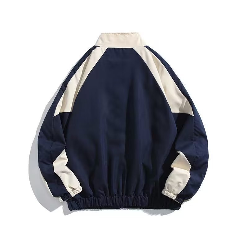 남성 바느질 커플의 유행 브랜드 봄과 가을 재킷 빈티지 자켓 루즈 스탠드 칼라 일본 캐주얼 컬러 콘트라스트 대학 스타일