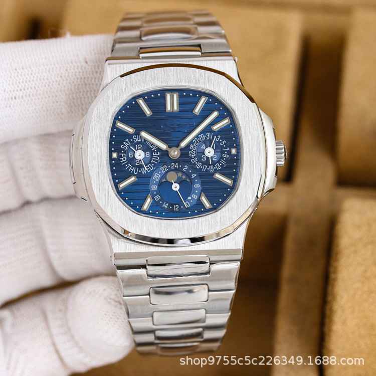 Replica 5726 Nautilus Series Multifunción Reloj mecánico para hombre Calendario Reloj simple de correa de acero de negocios Cronógrafo para hombre