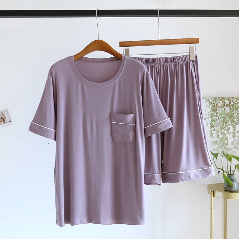 남성 모달 짧은 세트-라이트 퍼플