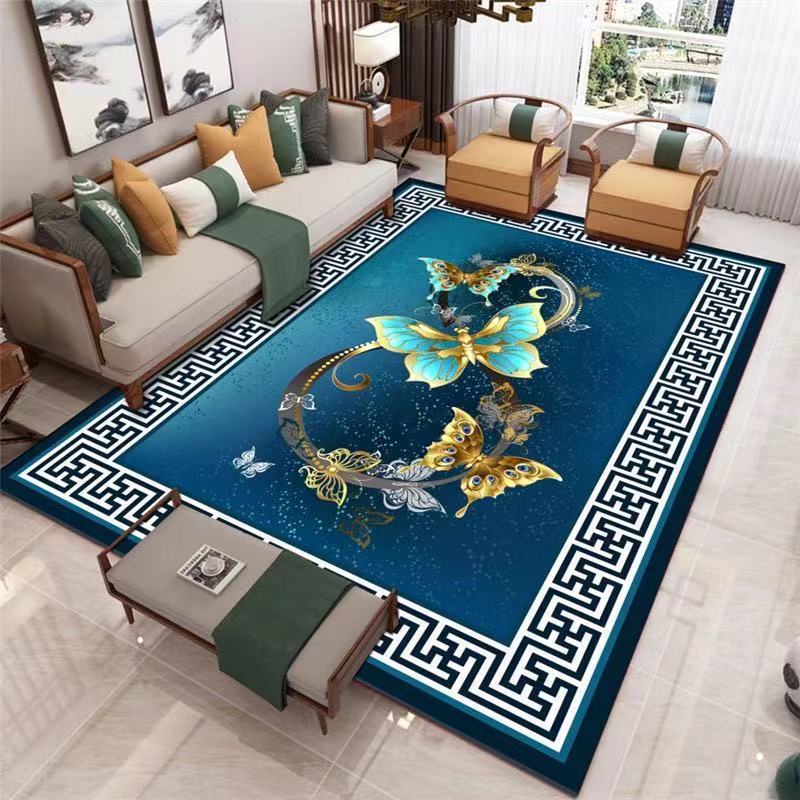 現代の新しい中国風のカーペットリビングルームのコーヒーテーブルブランケットシンプルで軽い高級ヨーロッパスタイルの中国風のソファフロアマット寝室のベッドサイドブランケット|undefined