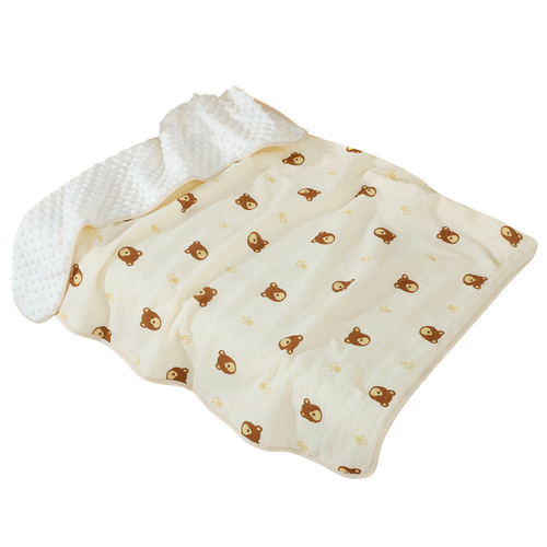 婴儿盖毯宝宝豆豆毯子儿童夏凉被绉布纯棉空调被子新生婴幼儿用品
