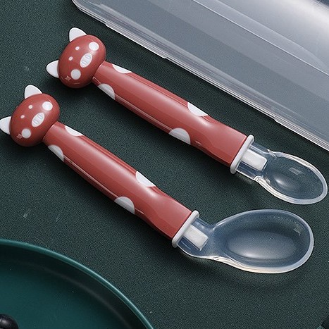 Inglés tarjeta de caricatura infantil cerdo cuchara recta cuchara de silicona cabeza suave cuchara de cabeza cuchara de montaje